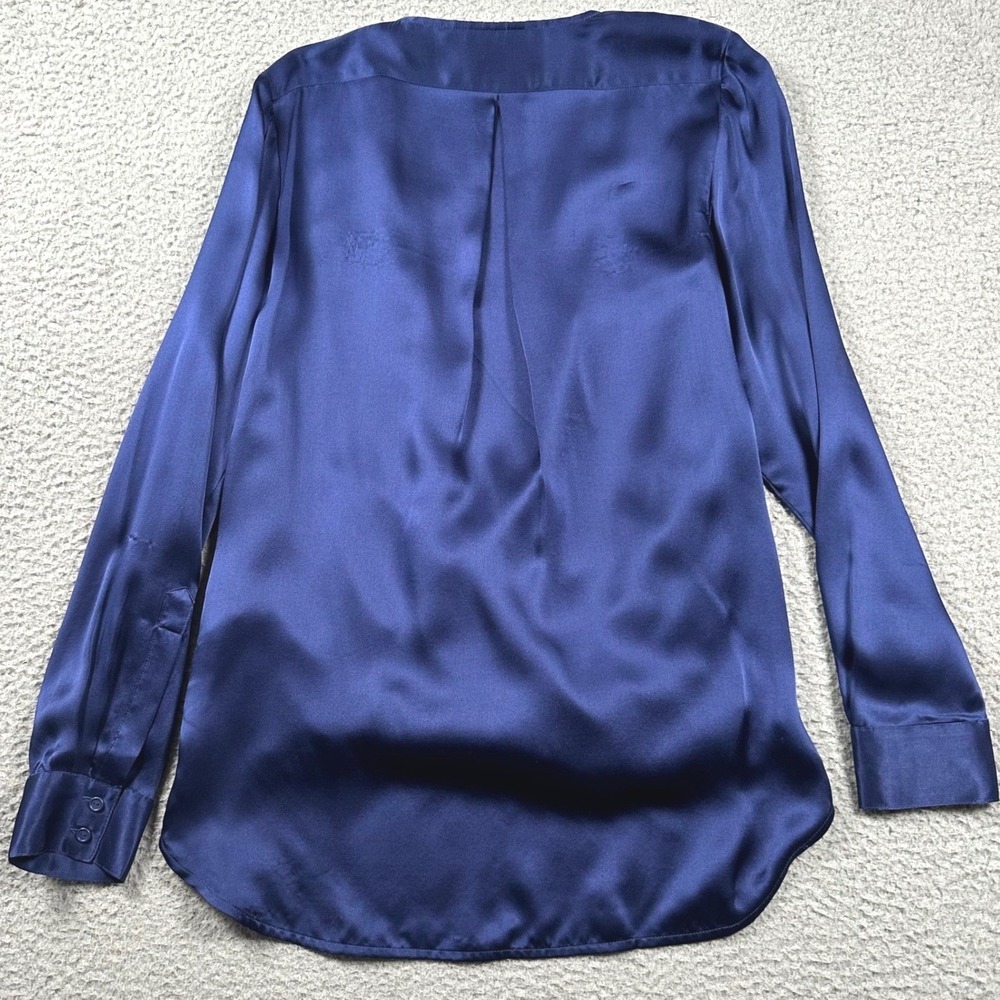 Sundance Blended Paths Silk Velvet Blouse Women'a S Navy Faux Wrap Boho Luxury - Picture 4 of 16